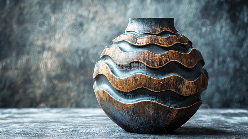 高清大图下载【趣麦麦图】深色木质雕花花瓶