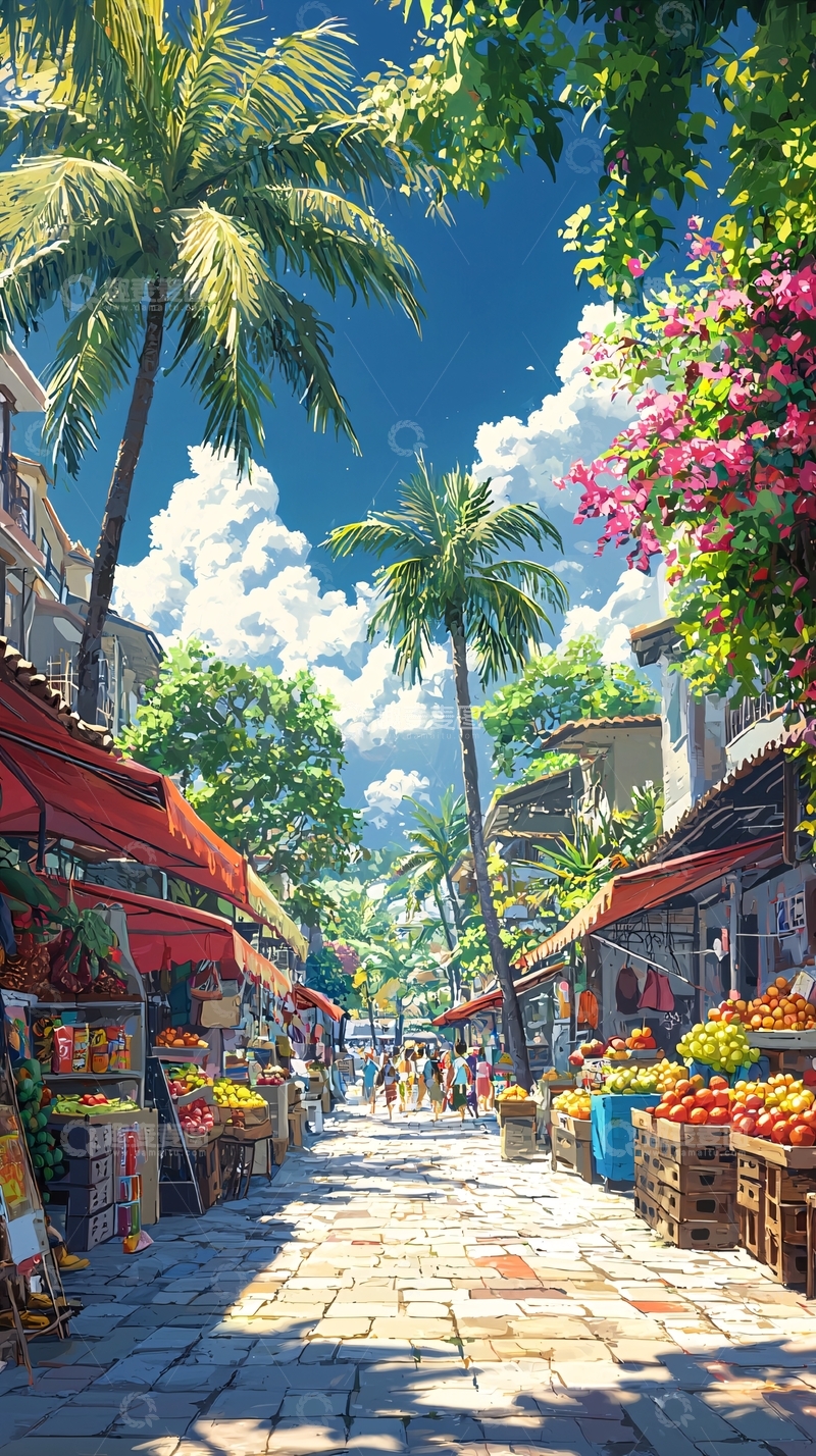 高清大图下载【趣麦麦图】阳光明媚的热带街道