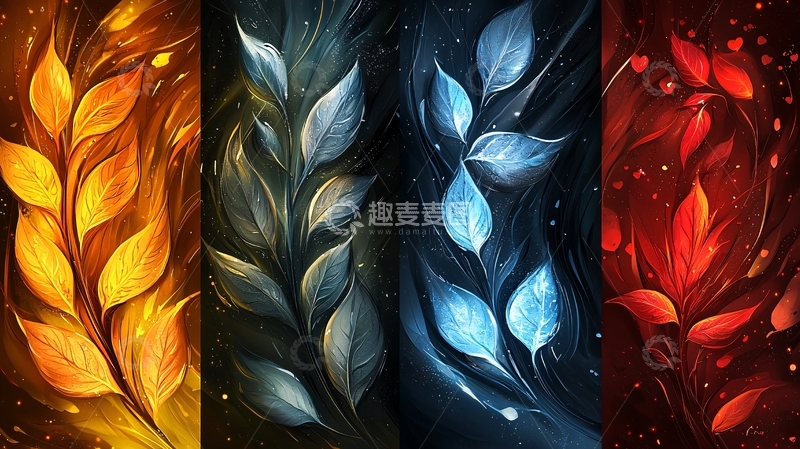 高清大图下载【趣麦麦图】火焰叶子