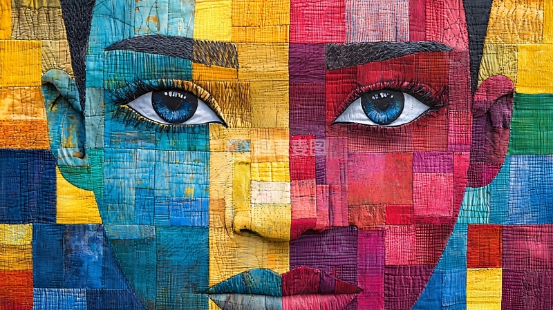 高清大图下载【趣麦麦图】彩色拼贴肖像