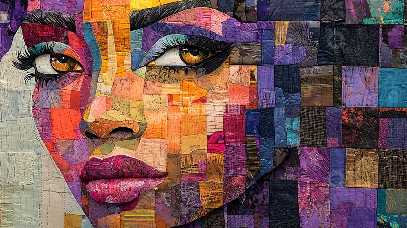 高清大图下载【趣麦麦图】彩色拼贴画人物肖像