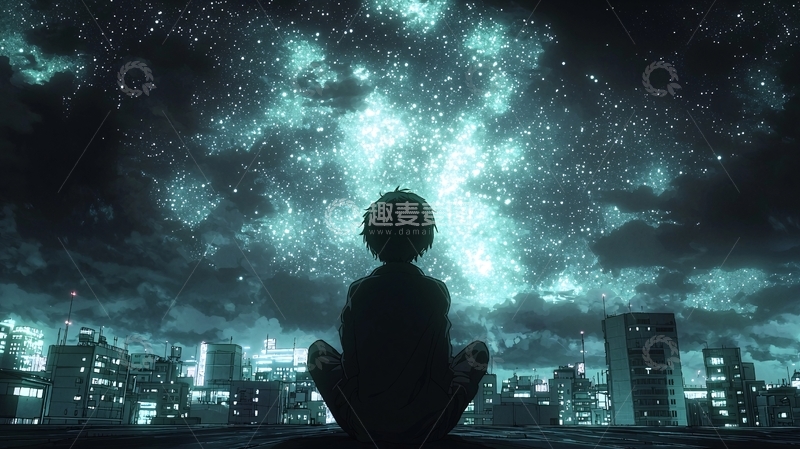 高清大图下载【趣麦麦图】星空下的孩子