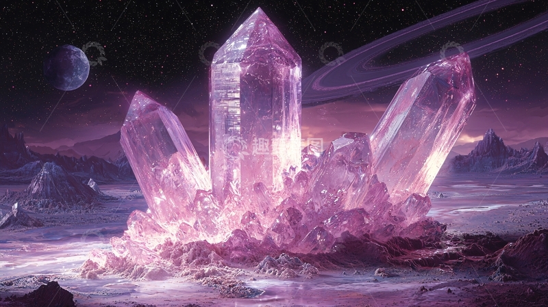 高清大图下载【趣麦麦图】宇宙粉色水晶