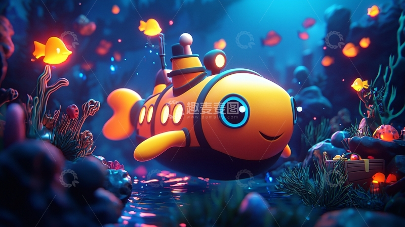 高清大图下载【趣麦麦图】卡通潜水艇