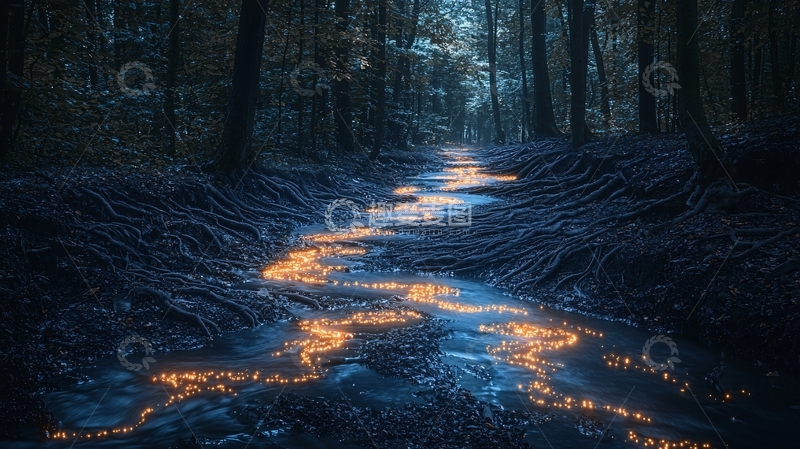 高清大图下载【趣麦麦图】黑暗森林小溪