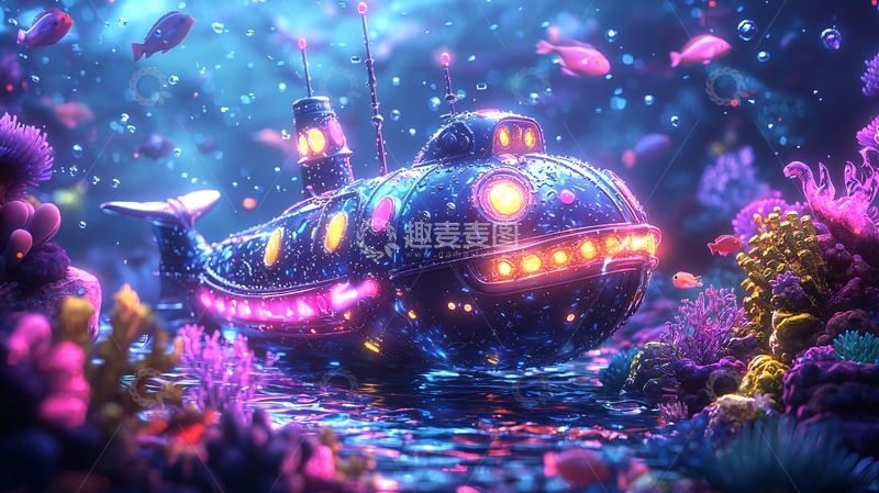 高清大图下载【趣麦麦图】梦幻深海潜艇