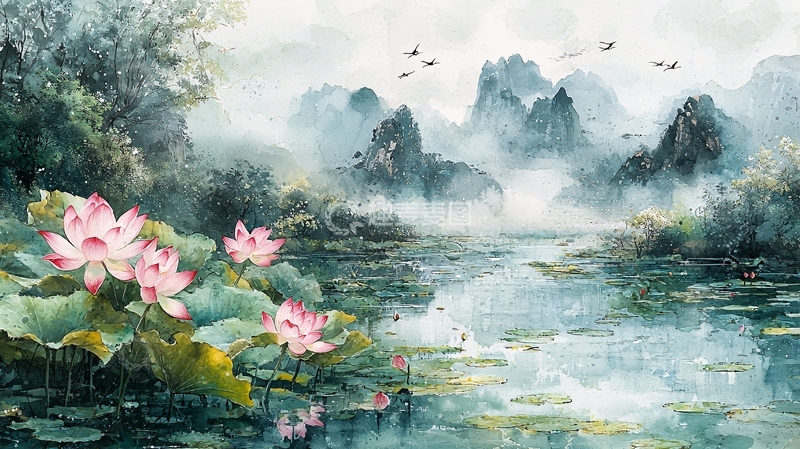 高清大图下载【趣麦麦图】水墨山水画1088