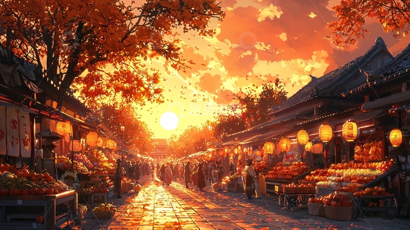 高清大图下载【趣麦麦图】秋日暖阳下的古镇集市