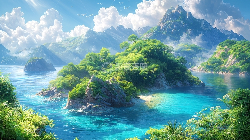 高清大图下载【趣麦麦图】阳光明媚的热带岛屿风光