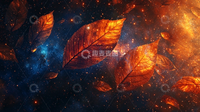 高清大图下载【趣麦麦图】燃烧的树叶