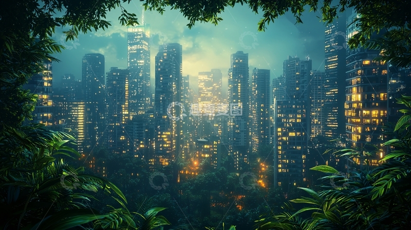 高清大图下载【趣麦麦图】丛林包围的废弃城市