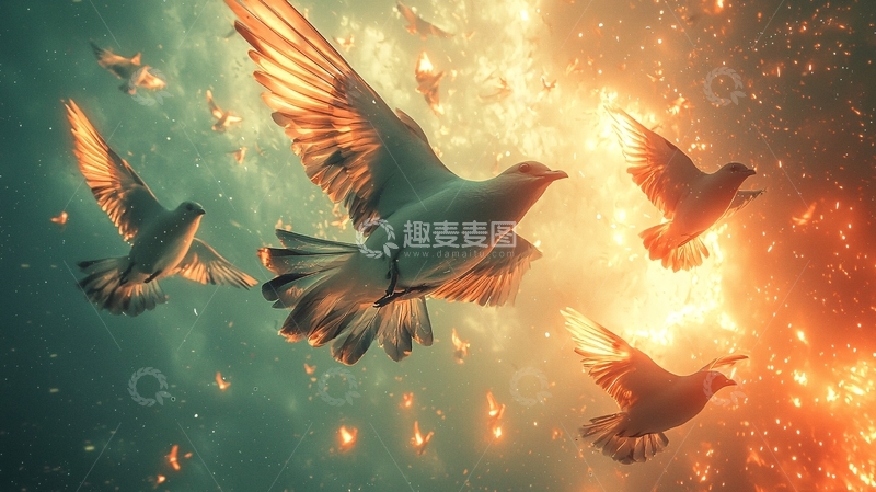 高清大图下载【趣麦麦图】飞翔的鸽子