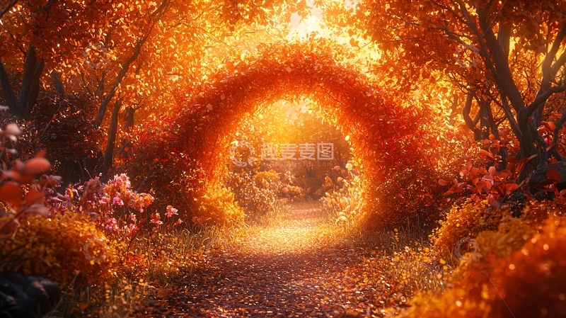 高清大图下载【趣麦麦图】秋日森林拱门