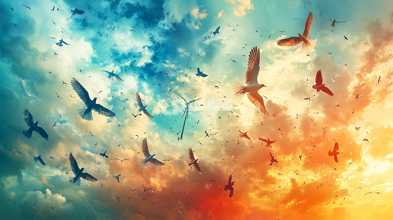 高清大图下载【趣麦麦图】天空飞鸟