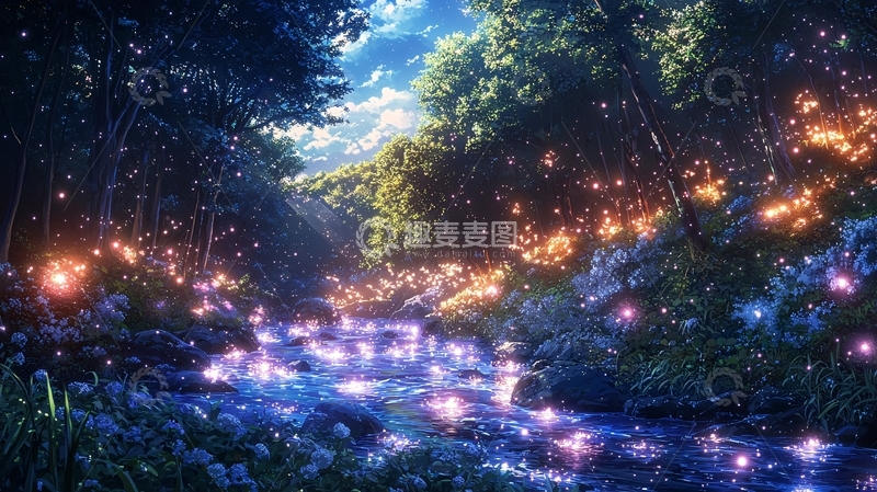 高清大图下载【趣麦麦图】梦幻森林小溪