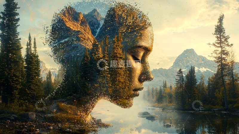 高清大图下载【趣麦麦图】山水女子