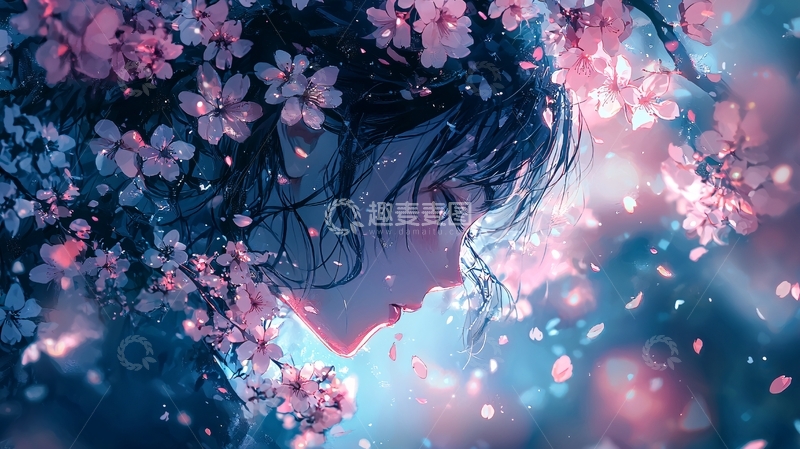 高清大图下载【趣麦麦图】樱花少女