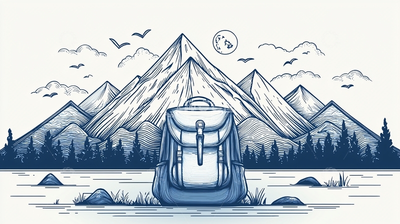 高清大图下载【趣麦麦图】手绘登山包雪山风景