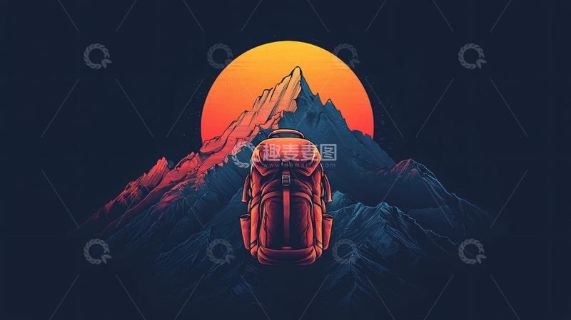 高清大图下载【趣麦麦图】日落山峰背包风景