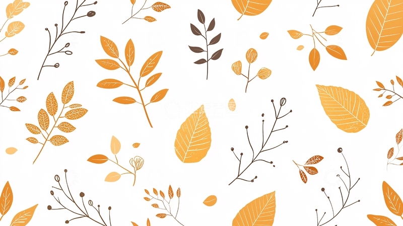 高清大图下载【趣麦麦图】秋季落叶图案