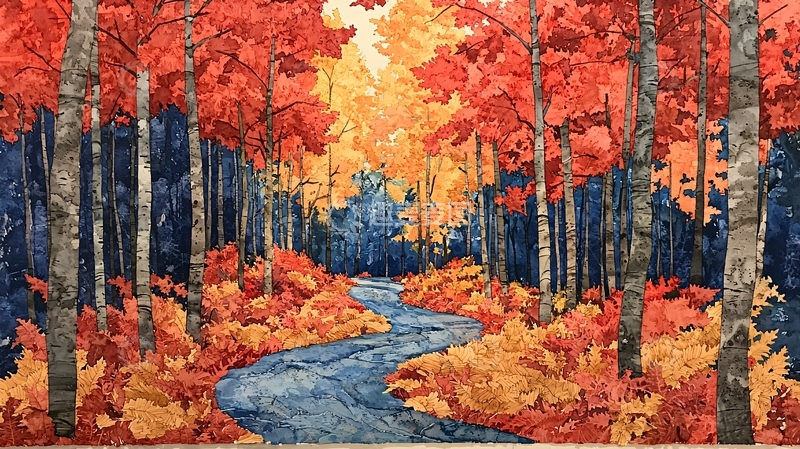 高清大图下载【趣麦麦图】秋日森林小溪