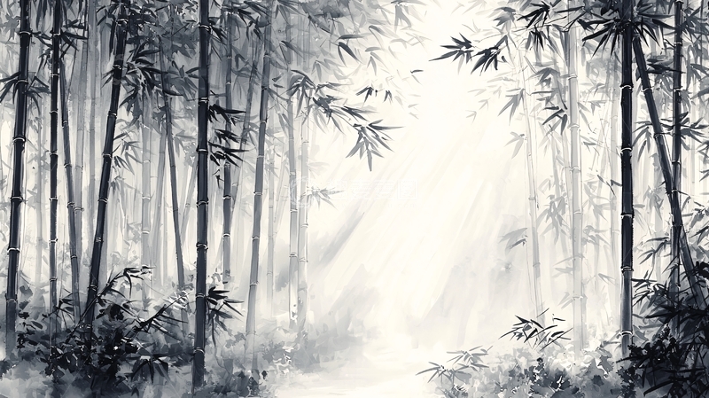 高清大图下载【趣麦麦图】水墨竹林