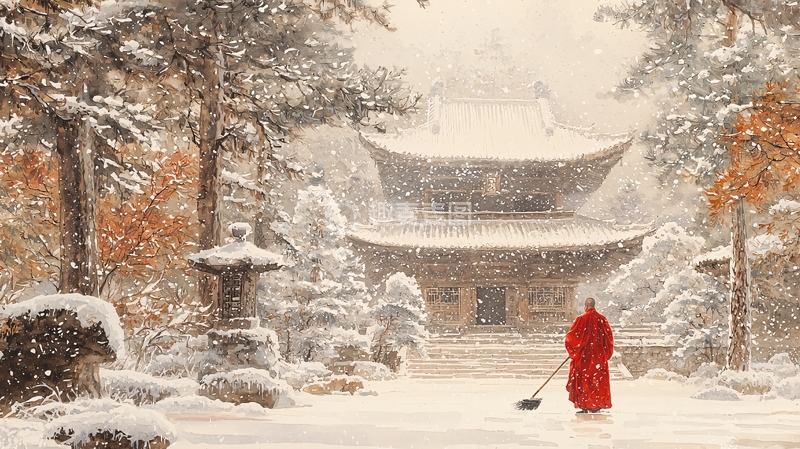 高清大图下载【趣麦麦图】雪景寺庙