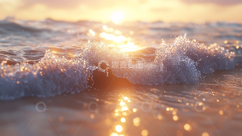 高清大图下载【趣麦麦图】日出海浪泡沫
