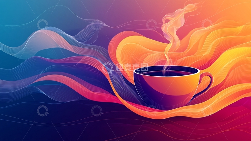 高清大图下载【趣麦麦图】彩色流体咖啡杯