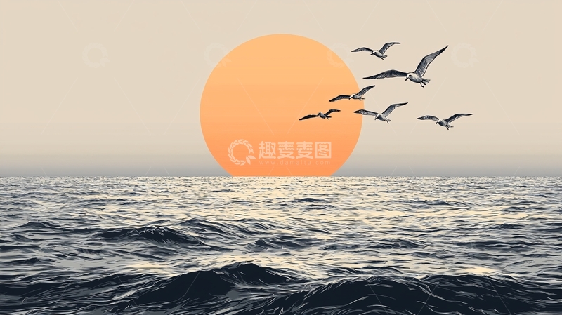 高清大图下载【趣麦麦图】日落海景