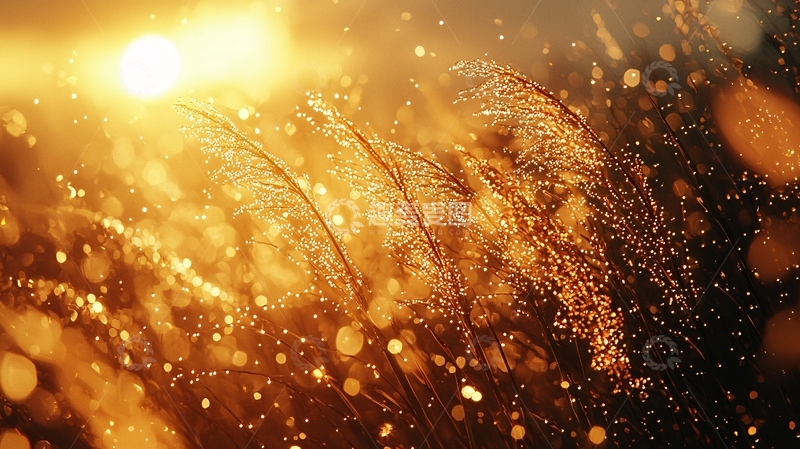 高清大图下载【趣麦麦图】夕阳下金黄的芒草