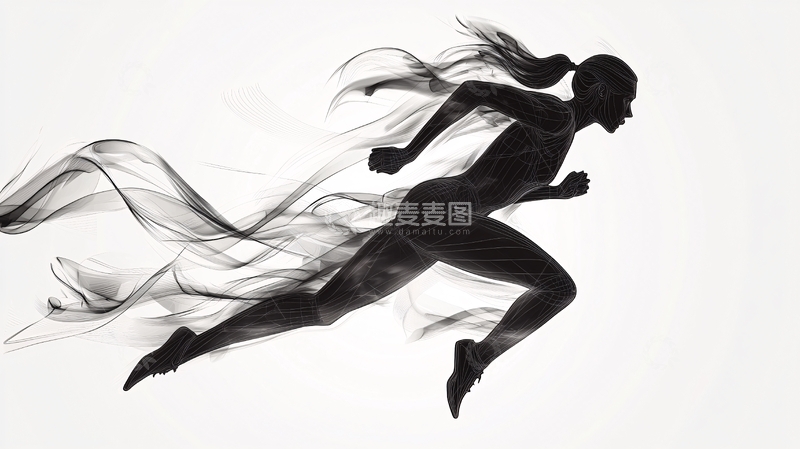 高清大图下载【趣麦麦图】奔跑的女性剪影