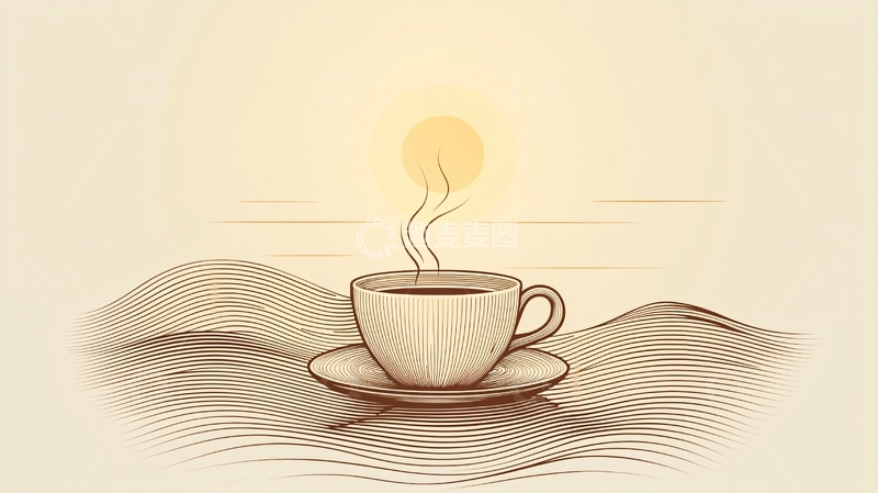 高清大图下载【趣麦麦图】一杯咖啡日出意境图