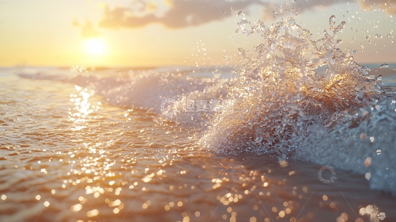 高清大图下载【趣麦麦图】日出海浪细沙阳光