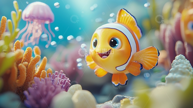 高清大图下载【趣麦麦图】可爱的小丑鱼卡通图