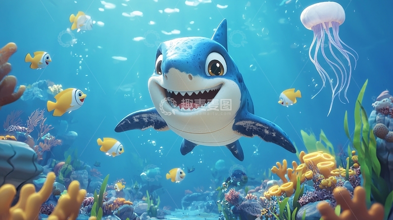 高清大图下载【趣麦麦图】卡通鲨鱼