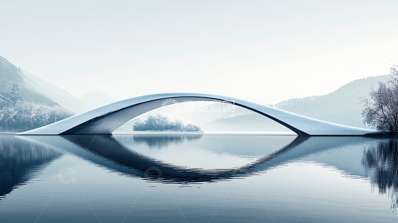 高清大图下载【趣麦麦图】极简风格白色拱桥