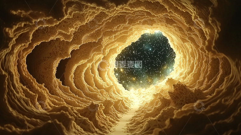 高清大图下载【趣麦麦图】金色云层隧道
