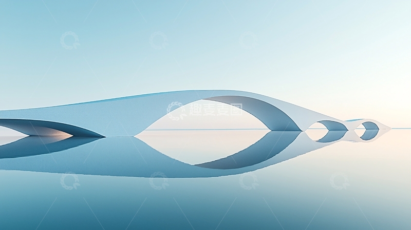 高清大图下载【趣麦麦图】极简抽象桥梁水面倒影