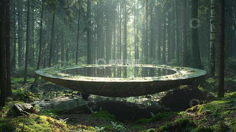 高清大图下载【趣麦麦图】森林飞碟