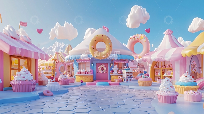 高清大图下载【趣麦麦图】梦幻甜品小镇