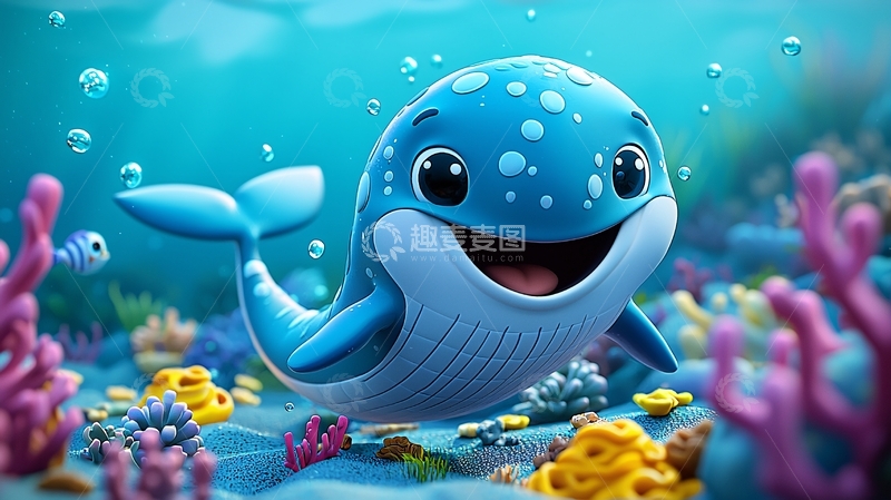 高清大图下载【趣麦麦图】卡通鲸鱼