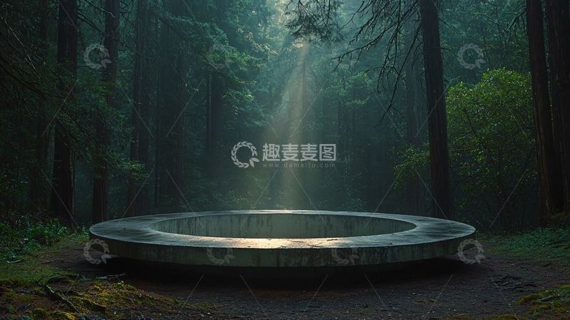 高清大图下载【趣麦麦图】森林环形水池