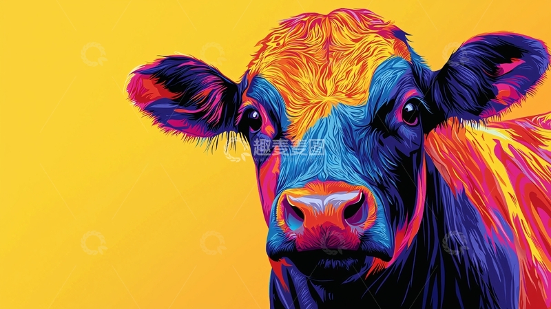 高清大图下载【趣麦麦图】彩色奶牛