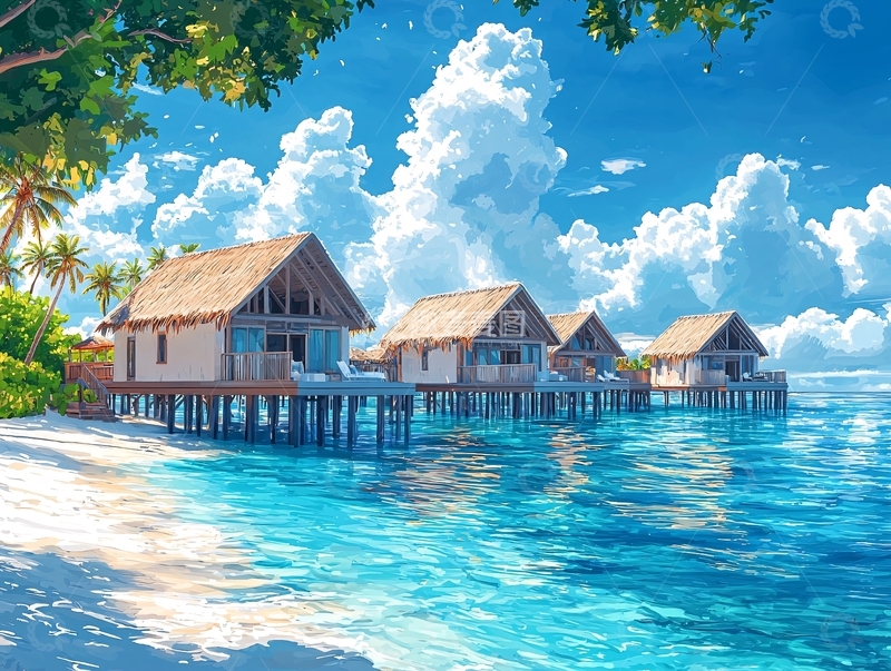 高清大图下载【趣麦麦图】海边度假屋
