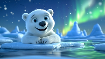 萌宠北极熊冰雪背景