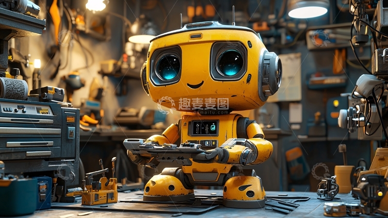 高清大图下载【趣麦麦图】黄色小机器人