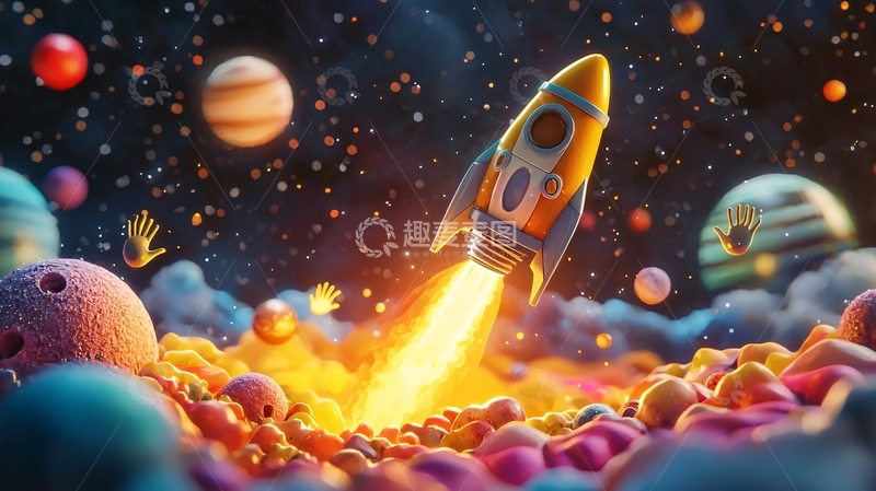 高清大图下载【趣麦麦图】宇宙飞船发射升空