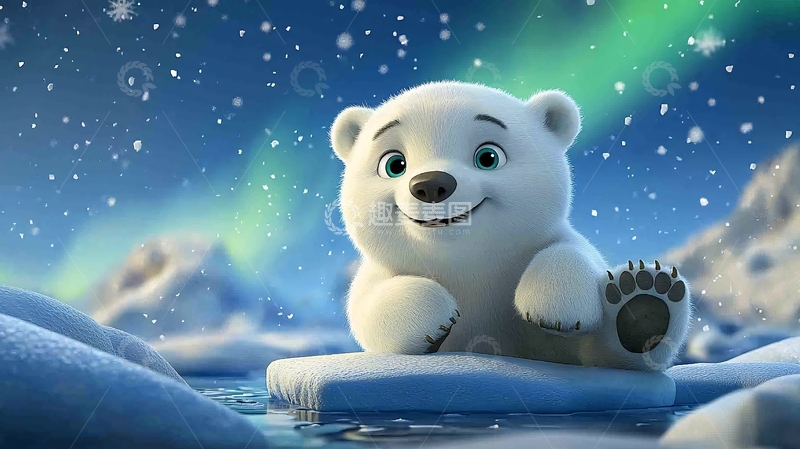 高清大图下载【趣麦麦图】可爱北极熊卡通图片