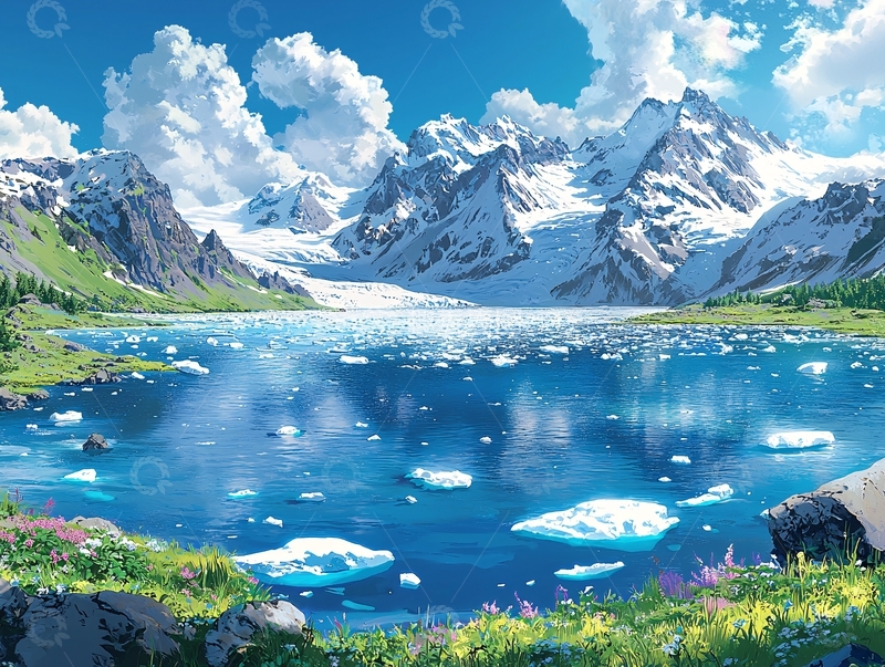 高清大图下载【趣麦麦图】雪山湖泊风景